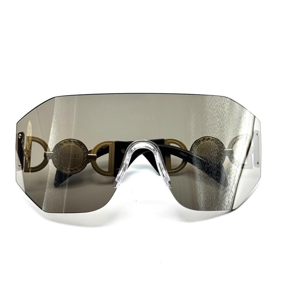 Versace Sunglasses 0VE2258 10026G Grey Silver Wrap Shield Lens Oversized New